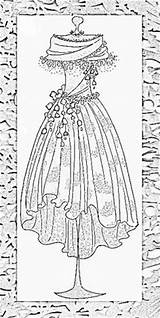 Coloring Pages Vintage Dress Dresses Printable Adult Colouring Book Sheets Fashion Patterns Mannequins Form Designs Victorian sketch template