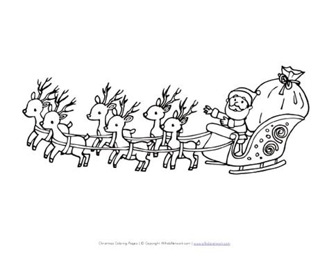 santa sleigh  reindeer coloring page coloring pages