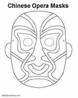 Chinese Masks Opera Template Coloring Pages Templates sketch template