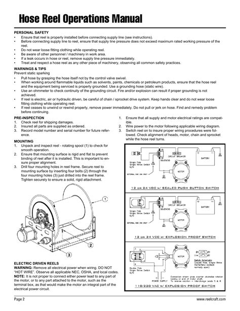 hose reel operations manual reelcraft nordic series  reels user manual page