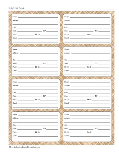 printable address pages   planner