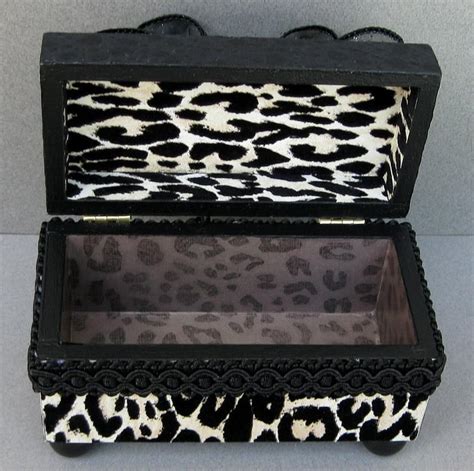 flocked leopard animal print keepsake trinket decorative box etsy