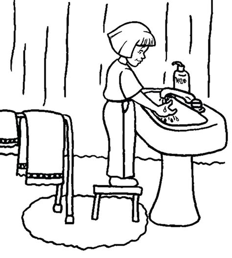 washing hands  good hygiene coloring page coloringfilecom