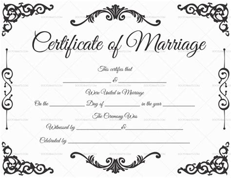 marriage certificate template   word  marriage