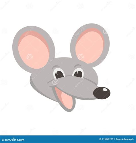 cartoon mouse face vector illustration flat style front stock vector