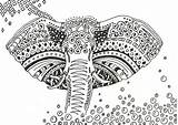 Elephant Coloring Pages Abstract Zentangle sketch template