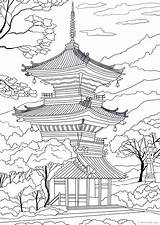Temple Tempel Japanischer Japonais Favoreads Paysage Malvorlagen Coloriages Pagoda Japanische Buddhist Apprendre раскраски Dessiner Japonaise Kirtland Japon Orientali Sold Japoneses sketch template