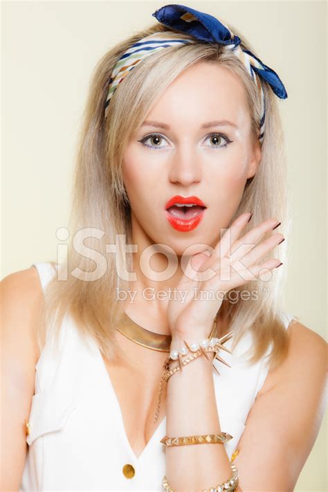 Surprised Woman Face Girl Retro Style Open Mouth Facial