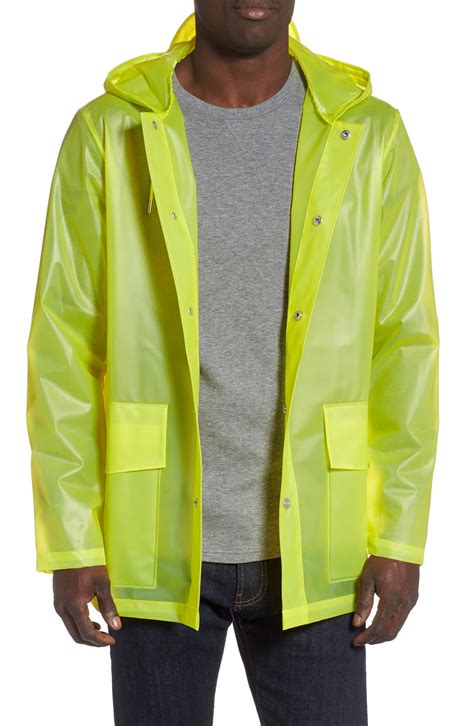 rains hooded rain jacket  yellow  men lyst