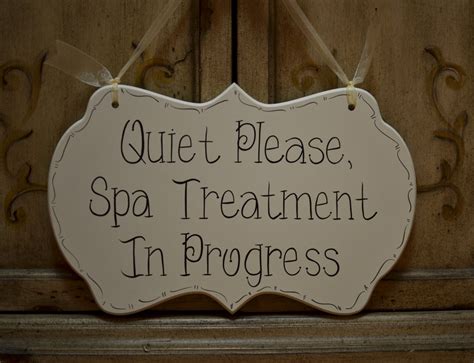 spa sign quiet  hand painted wooden cottage chic sign