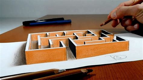 trick art  paper maze