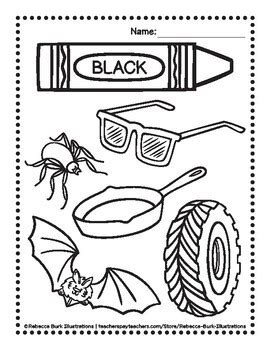 learn  colors black coloring page  rebecca burk illustrations