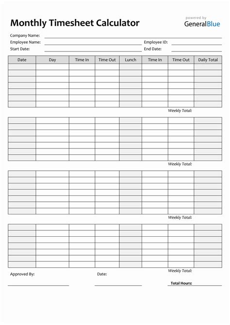 monthly timesheet calculator   simple