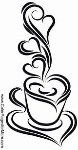 Coffee Coloring Pages Cup Printable Stencils Stencil Wood Mug Burning Silhouette Patterns Adult Drawing Crafts Clipart Color Templates Use Designs sketch template