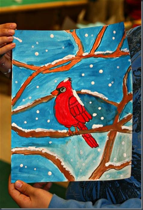 winter cardinal painting fun family crafts