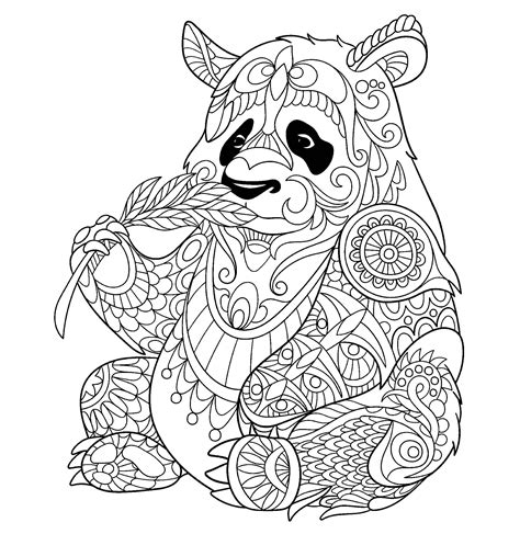 panda eating bamboo shoot pa adult coloring pages
