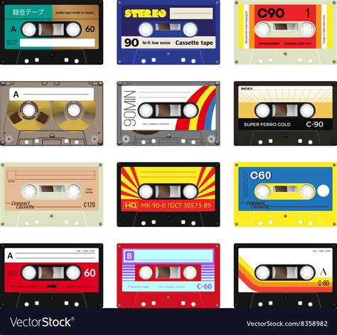 vintage cassette tapes vol  royalty  vector image