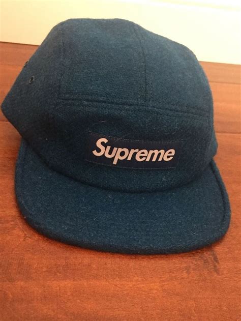 supreme wool camp cap teal blue   tag fashion clothing shoes accessories