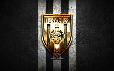 wallpapers heracles fc golden logo eredivisie black metal background football