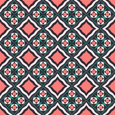 ethnic red green color geometric shape seamless on black background