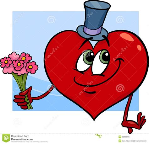 Valentine Heart With Flowers Cartoon Stock Vector Image