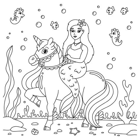 unicorn  mermaid coloring page printable