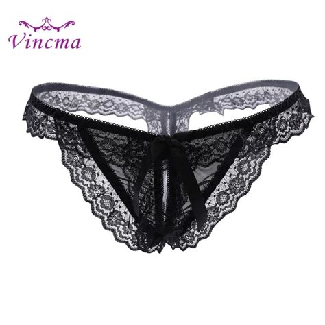 Women Lace Bow Open Crotch Sexy Panties Thongs And G Strings Underwear