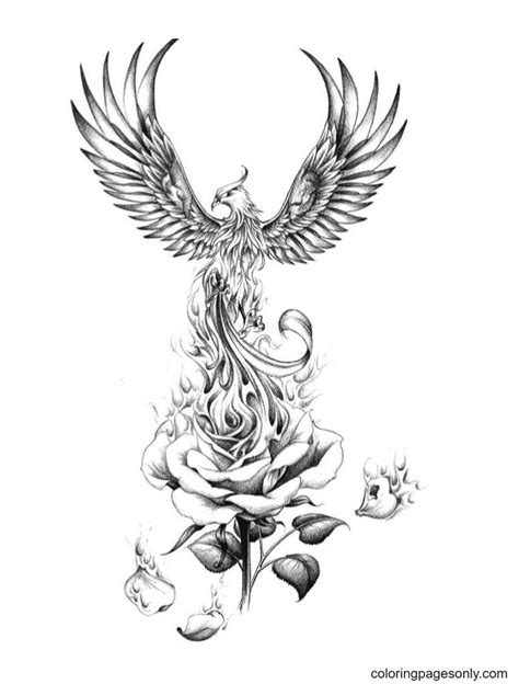 phoenix  rose coloring page  printable coloring pages