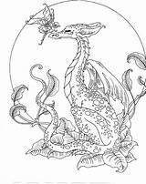 Fairies Adulte Mystical Mythical Magical Ausmalbilder Grown Dragones Coloriages Elf Målarbilder Colouring Colorier Erwachsene Fantastiques Ilustración Hadas Alfabeto Lengua Dragón sketch template