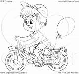 Bike Boy Riding Coloring Outline Clipart Balloon Illustration Attached Royalty Rf Bannykh Alex Pages Sketch Template sketch template