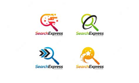 premium vector search express logo set template