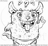 Gremlin Confused Outlined Pudgy Green Coloring Clipart Cartoon Vector Cory Thoman Regarding Notes sketch template