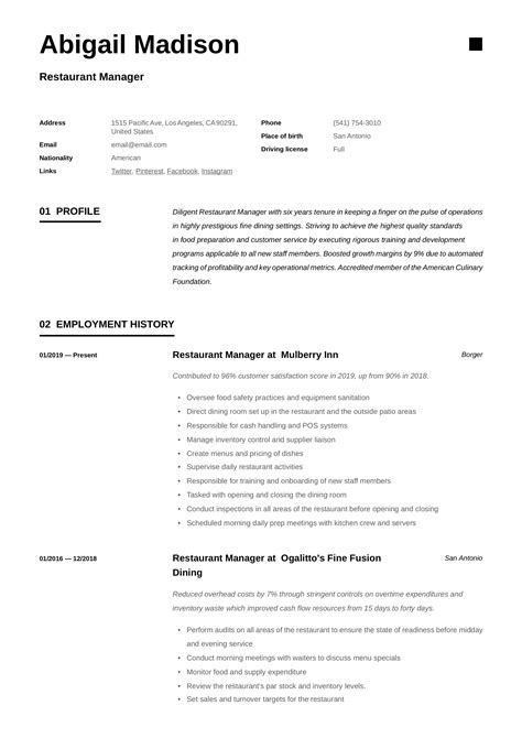 restaurant manager resume writing guide  examples