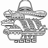 Mexican Fiesta Coloring Chili Maracas Playing National Food sketch template