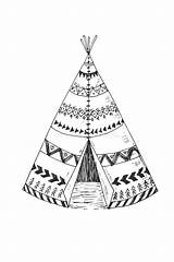 Tipi Tent Ausmalbild Indische Gezeichnete Stammes Verzierung Indischer Nordamerikanischer sketch template