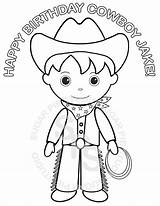 Birthday Coloring Cowboy Kids Party Etsy Personalized Printable Childrens Favor Book Activity Pdf Visit sketch template