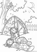 Camping Girls Coloring4free Coloring Pages Scout Night sketch template