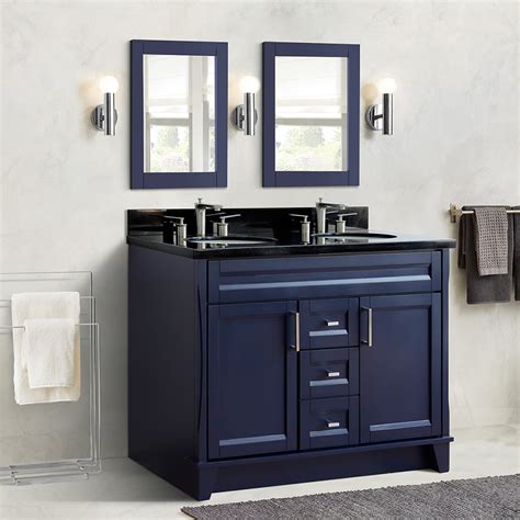 double sink vanity  blue finish  countertop  sink options