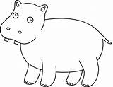 Hippo Hippopotamus Whiskers Pngdownload Lineart Sweetclipart sketch template