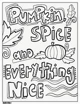 Coloring Pages Thanksgiving Fall Doodle Alley Pumpkin Spice Everything Nice sketch template