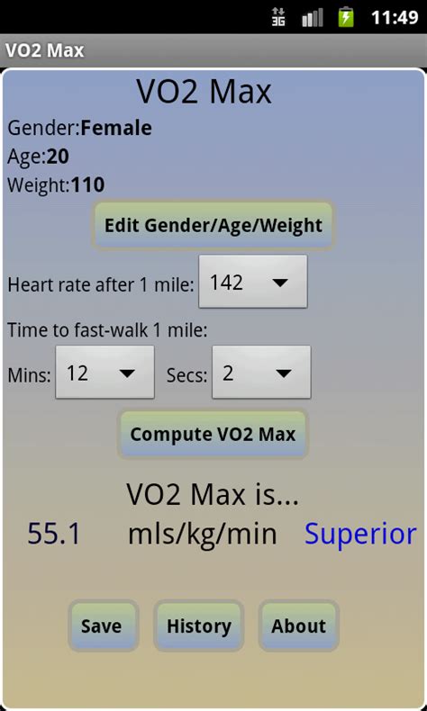 vo max calculator amazoncouk appstore  android