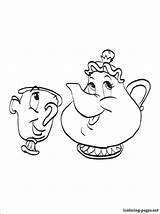 Mrs Potts Coloring Pages Chip Watson Emma Disney Getcolorings Getdrawings Beauty sketch template