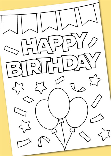 printable happy birthday coloring card chevron lemon