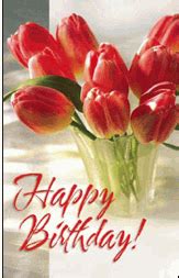 happy birthday tulips postcard