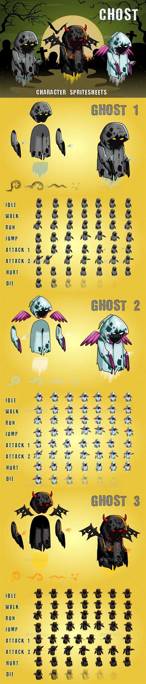 we introduce you 2d fantasy ghost sprite sheets ¨c high quality game assets this set consists