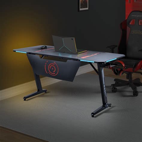 home office gaming desk pro  shaped pc computer table  gamer pro
