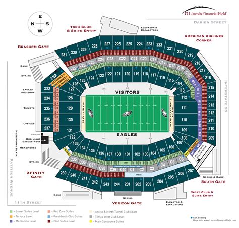 seating bowl diagram lincoln financial field