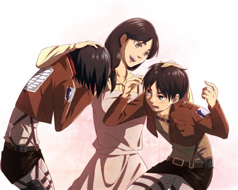 eren jäger mikasa ackerman and carla yeager wallpaper and background image 1280x1024 id