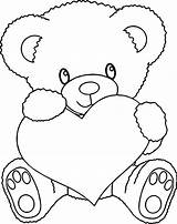 Bear Coloring Heart Pages Teddy Holding Cartoon Print Easy Cute Printable Template Color Sheets Hearts Kids Baby Angel Sketch Visit sketch template
