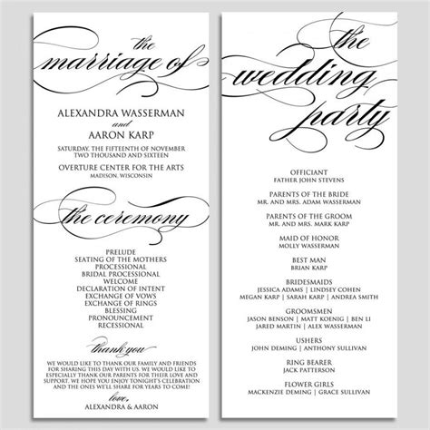 printable wedding programs